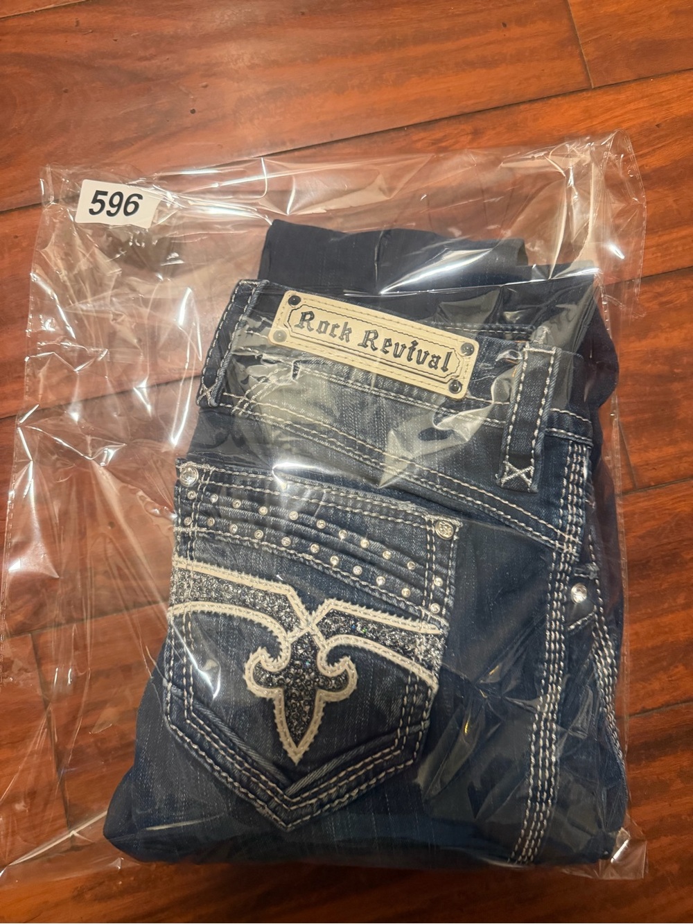 Rock Revival Indigo Boot Cut Jeans with White Contrast Stitching - Picture 13 of 13